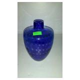 Blown glass bottle vase, cobalt blue - 7.5" tall
