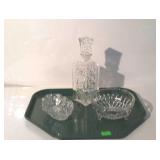 Glassware - liquor decanter with stopper, crystal