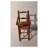 Doll size high chair with rush seat - 14" tall