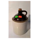 One gallon brown over white stoneware jug with