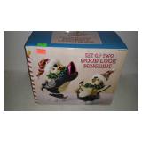 Holiday decor - set of two wood look penguin