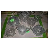 Clear pattern glass - mini butter dish, two