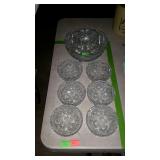 Clear pattern glass - 7-pc footed berry bowl set