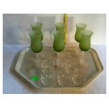 Glassware - set of six frosted glass stemware,