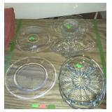 Glassware - cake plate, divided serving tray,