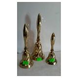 Set of 3 brass hand service bells, nice twist