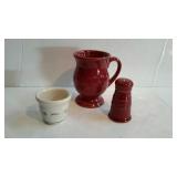 Longaberger Pottery, red colored coffee mug, and