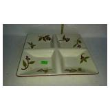 Snack serving tray 4 divided sections with cherry