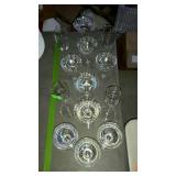 Opal clear glass stem glasses, 9 various pattern