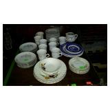 Group of misc china dishes, cups, plates,