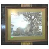 Framed wall decor picture print, old farm house