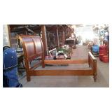 Flame Mahogany Bed, sleigh design headboard with