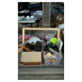 Skid lot of misc box lot items, shoes, games,
