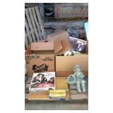 Skid lot misc, flower garden statue, games,