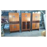 Three modern teakwood cabinets, wall unit library