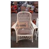 Early wicker painted armed sunroom chair no