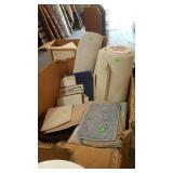 Big box crate of misc carpet pieces, 3 partial