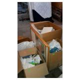 Skid lot 4 box lots kitchen flatware, towels,