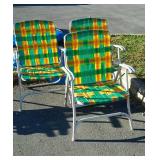 Three lawn chairs, aluminum framed with Web