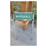 Sign, old metal pipe framed with metal sign