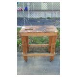 Wooden shop made shop stand on rollers 31 x 17 x