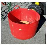 Red poly tub, plus terracotta planter, seller