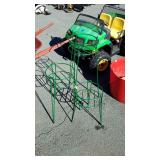 Set of 3 plant stands, green and metal made 3
