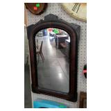 Wall mirror with arched top and wood back, framed-
