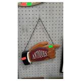 Wall hanging - Antiques sign - 13 x 14" including