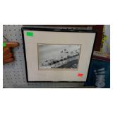 Photo print, sun bathing beach goers scene, framed
