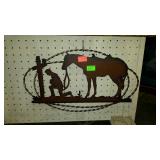 Metal wall art cut-out, South Western horse scene-