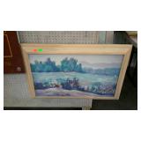 Painting on canvas, landscape scene, framed - 38 x