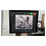 Photo print, "Jaws" scene, signed Roy Scheider",