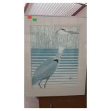 Print - Asian bird scene, framed & matted- 23 x 28
