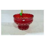 Crystal - ruby-cut-to-clear footed 7-1/2" bowl,
