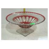 Glass - ruby-cut-to-clear pedestal bowl 11-1/2"