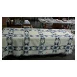 Blue and white quilt some damage, 85 x 73