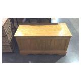 Modern Oak toy box or blanket chest paneled decor