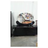 Clothing Dresser with Mirror, black lacquer