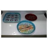 Three advertising trays, tin Pepsi tray, tin