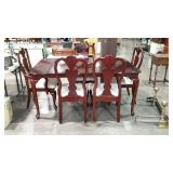 Dining table & chair set - mahogany finish, Queen