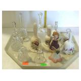 Crystal & porcelain bells - 12 total