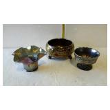 Carnival glass - 3" tall compote, 6" ruffle top