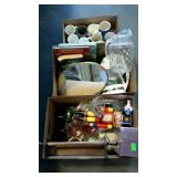 Box lot to include coffee mugs, nutcracker,