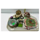 Misc home decor - sun catchers, trinket box, tin,