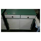 Green and white painted cabinet with two single