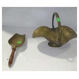 Brass bucket with handle and small brass scoop