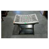 Outdoor macram style stool. Woven top.