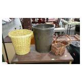 Vul-Cot waste basket and two woven baskets.