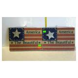 Two Americana decor wall hangings. 14"×10", each.